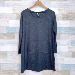 Jaclyn Intimates Pouch Pocket Pajama Dress Gray Soft Stretchy Womens Small